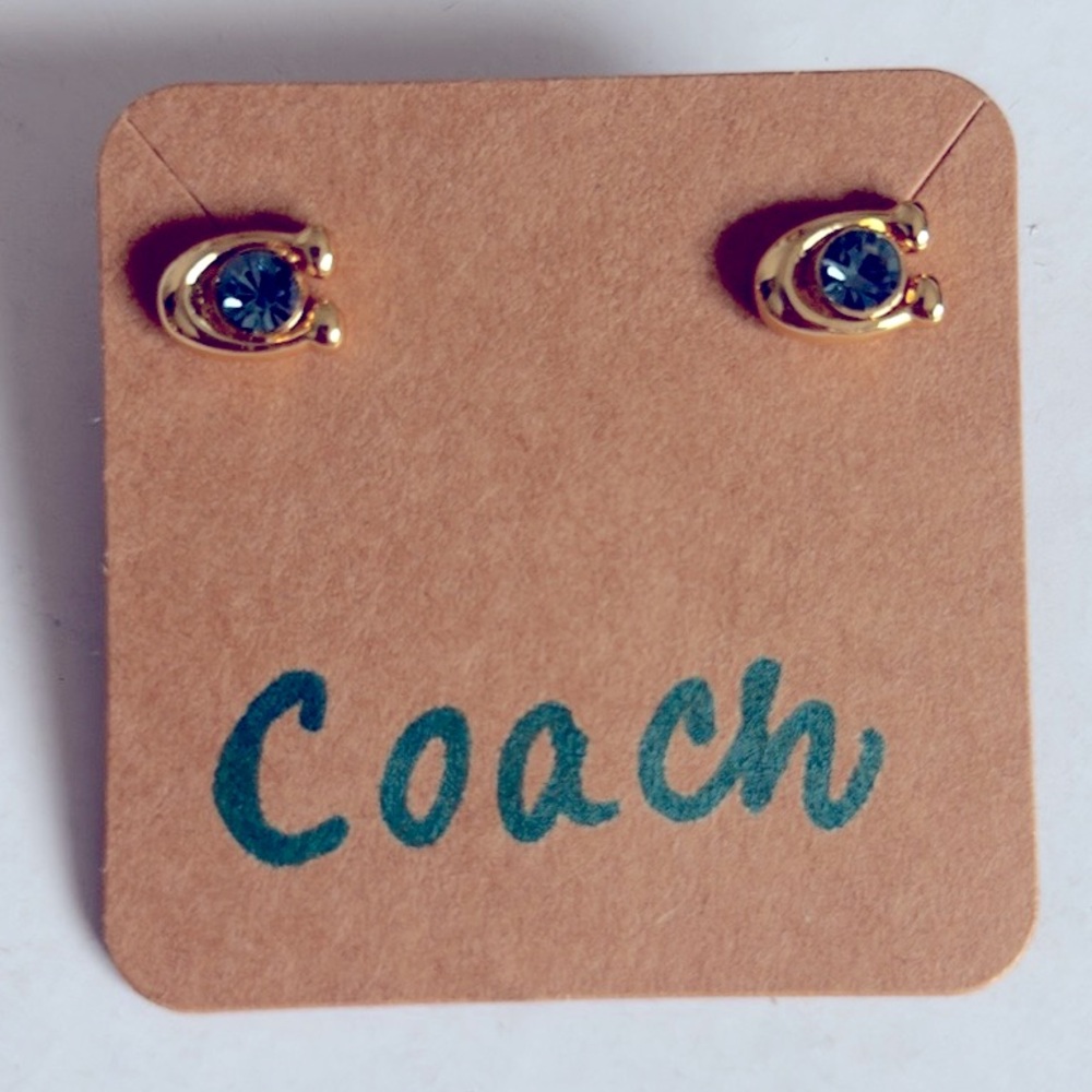 Lot of 2x EUC [Coach] Crystal Earrings, Lemon Charm Huggie & Signature Studs - Picture 8 of 12